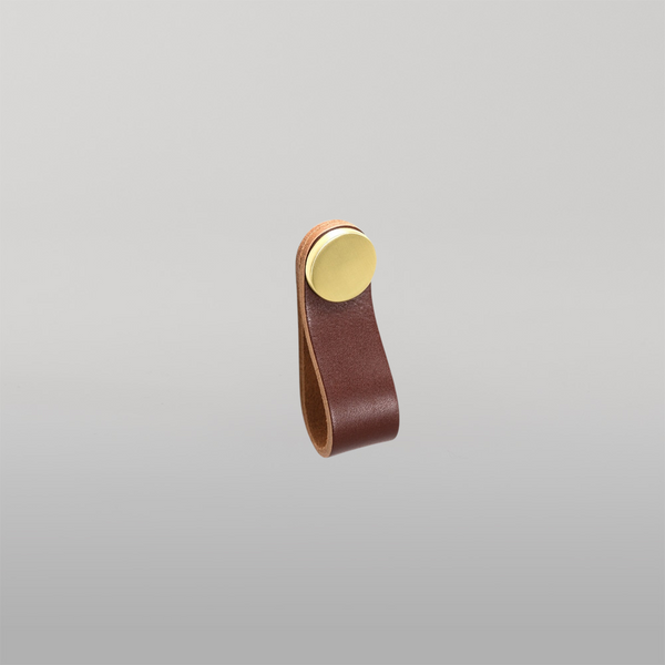 Momo Handles Momo Flexa Leather Pull 70mm Dark Brown With Brass Button