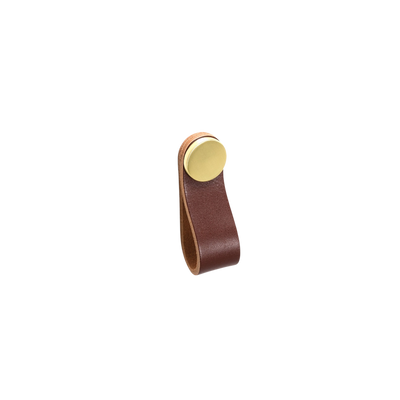 Momo Handles Momo Flexa Leather Pull 70mm Dark Brown With Brass Button