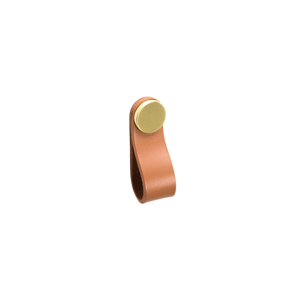 Momo Handles Momo Flexa Leather Pull 70mm Light Tan With Brass Button