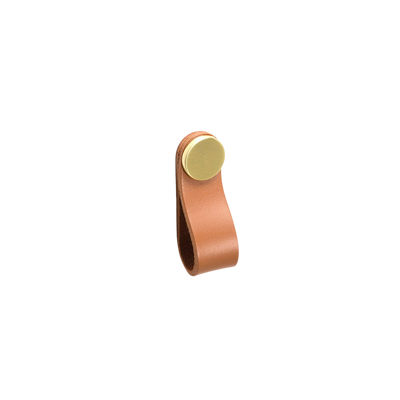 Momo Handles Momo Flexa Leather Pull 70mm Light Tan With Brass Button