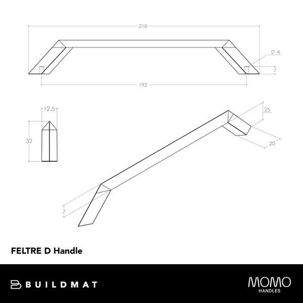 Momo Handles Momo Feltre D Handle 192mm Graphite Grey