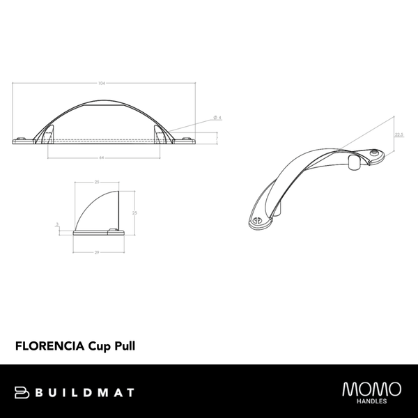 Momo Handles Momo Florencia Cup Pull 64mm Matte Black