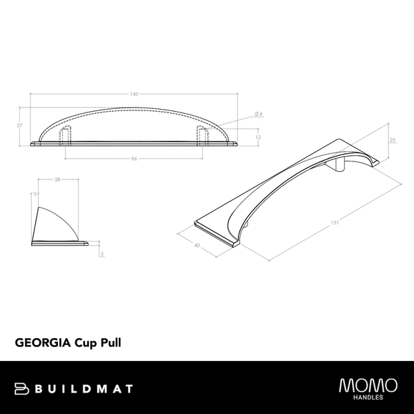 Momo Handles Momo Georgia Cup Pull 96mm Brushed Nickel