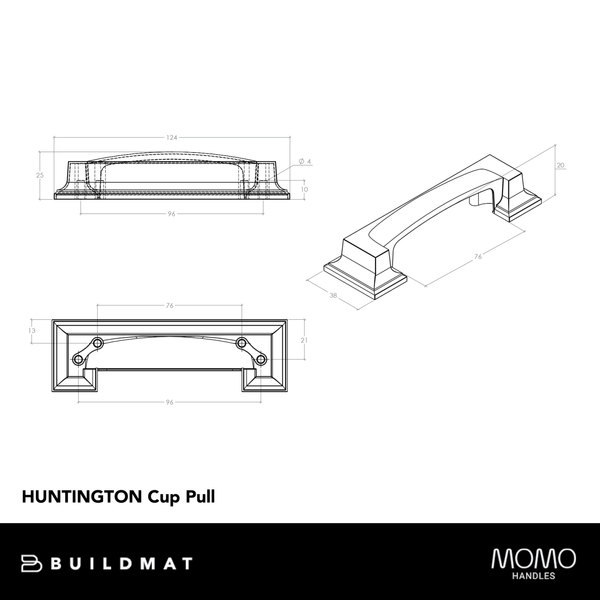 Momo Handles Momo Huntington Cup Pull 96mm Chrome Plated