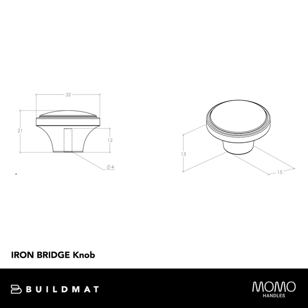 Momo Handles Momo Iron Bridge Knob 32mm Natural Iron