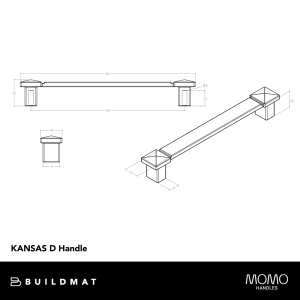 Momo Handles Momo Kansas D Handle 128mm Antique Cream