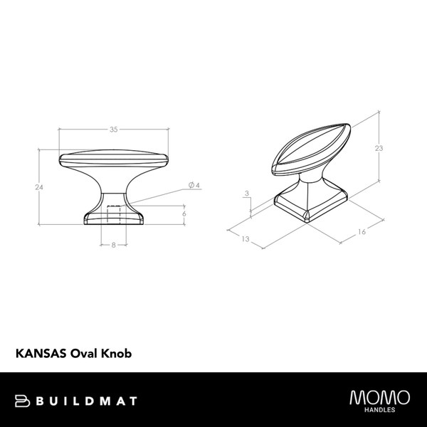 Momo Handles Momo Kansas Oval Knob 35mm Antique Aqua