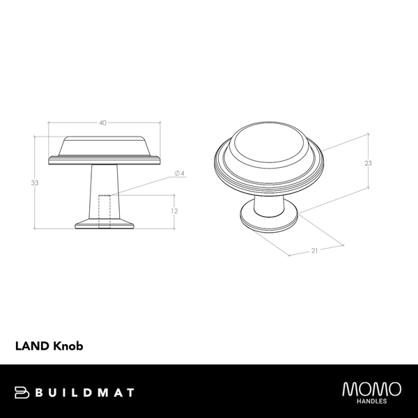 Momo Handles Momo Land Knob 40mm Pewter