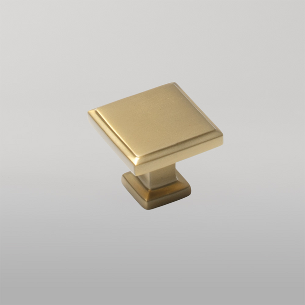 Momo Handles Momo Lucca Square Knob 30mm Brushed Satin Brass