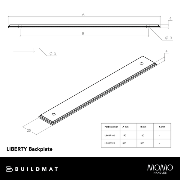 Momo Handles Momo Liberty Backplate 320mm Polished Nickel