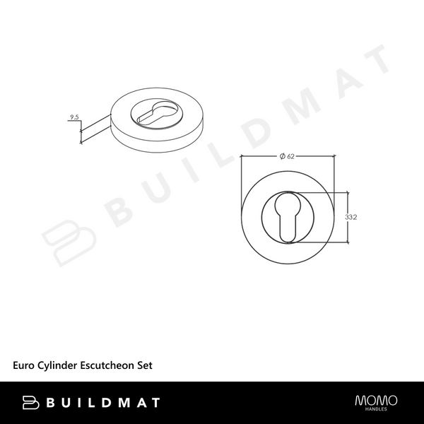 Momo Handles Euro Cylinder Escutcheon Set Dull Brushed Nickel