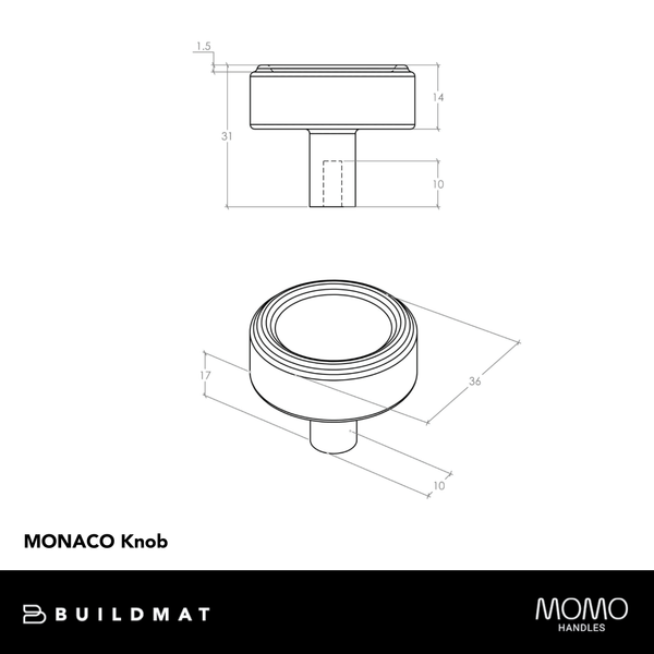 Momo Handles Momo Monaco 36mm Round Knob Matte White