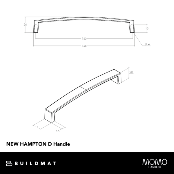 Momo Handles Momo New Hampton D Handle 160mm Bronze