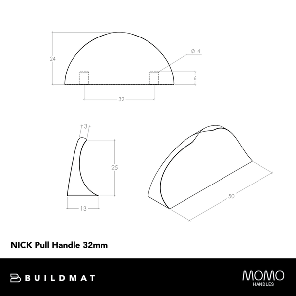 Momo Handles Momo Nick Pull Handle 32mm Brushed Nickel