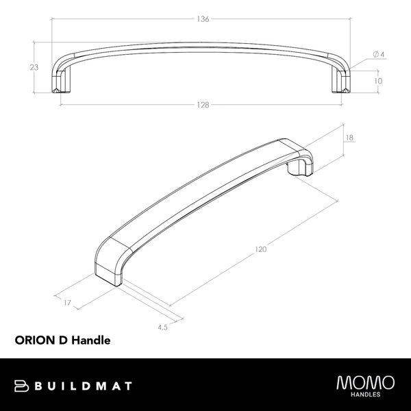 Momo Handles Momo Orion D Handle 128mm Antique Silver