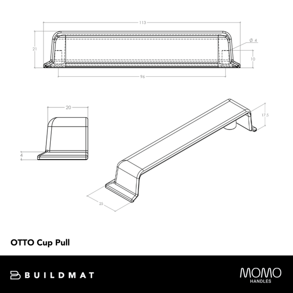 Momo Otto Cup Pull 96mm Satin Brass