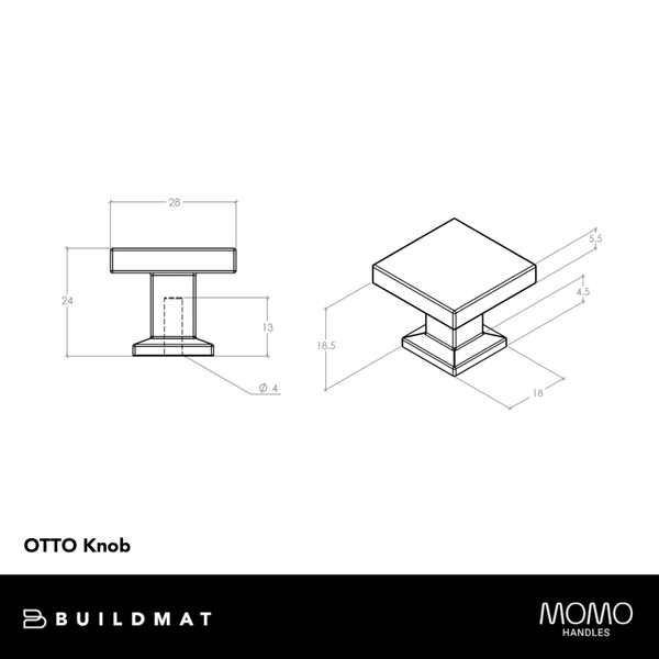 Momo Handles Momo Otto Knob 28mm Satin Brass