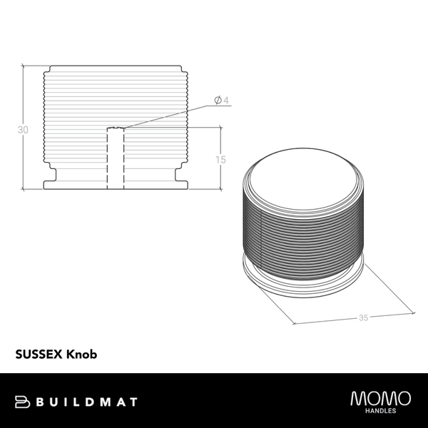 Momo Handles Momo Sussex Solid Brass Knob 35mm Dark Brushed Brass