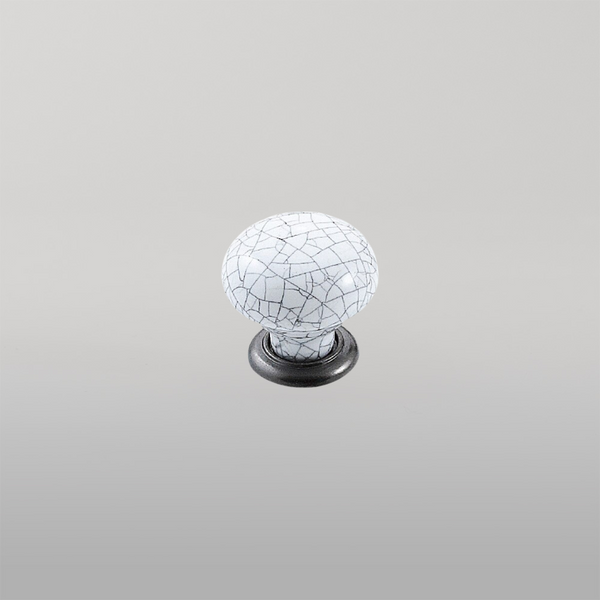 Momo Handles Momo Trianon Round Knob 35mm White Crackle & Pewter