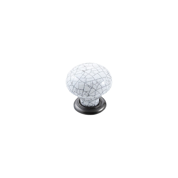 Momo Handles Momo Trianon Round Knob 35mm White Crackle & Pewter