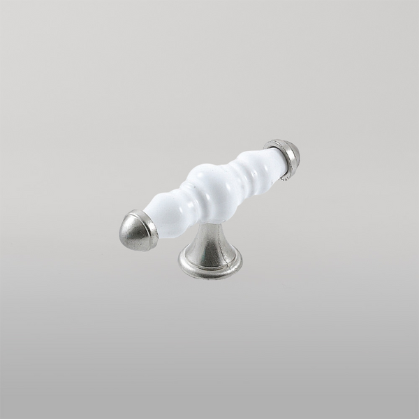 Momo Handles Momo Trianon T Knob 90mm White & Brushed Nickel