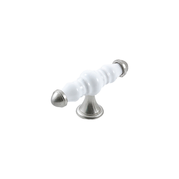 Momo Handles Momo Trianon T Knob 90mm White & Brushed Nickel
