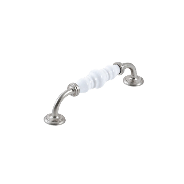 Momo Handles Momo Trianon D Handle 128mm White & Brushed Nickel