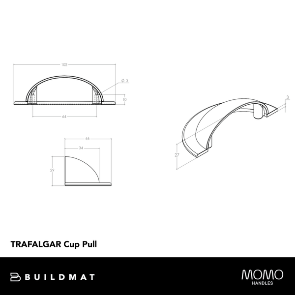 Momo Handles Momo Trafalgar Cup Pull 64mm Polished Nickel