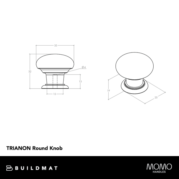 Momo Handles Momo Trianon Round Knob 35mm Cream Crackle & Antique Brass