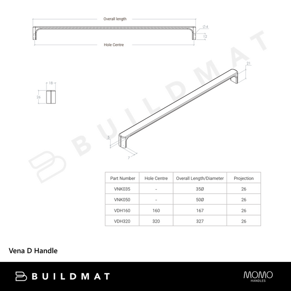 Momo Handles Vena D Handle 320mm Gunmetal