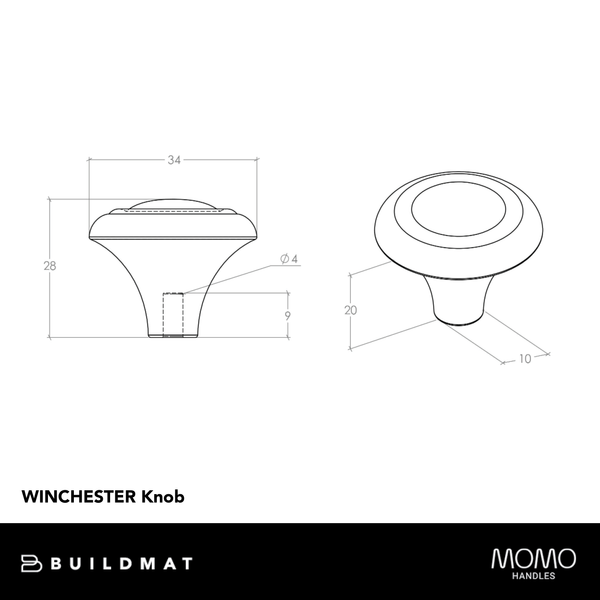 Momo Handles Momo Winchester Knob 34mm Pewter