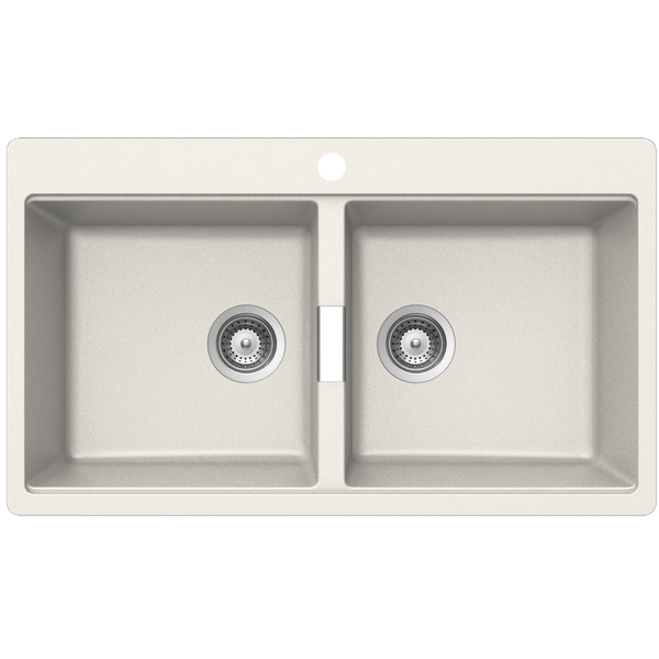 Schock Horizont Double Bowl 1 Tap Hole Polaris White