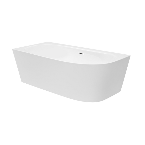 Decina 1500mm Natalia Back to Corner (Left Corner) Freestanding Bath with Overflow Gloss White