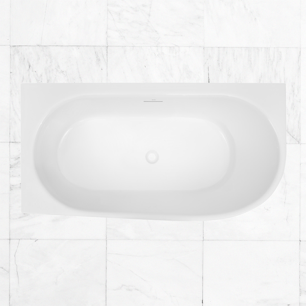 Decina 1700mm Natalia Back to Corner (Left Corner) Freestanding Bath with Overflow Gloss White