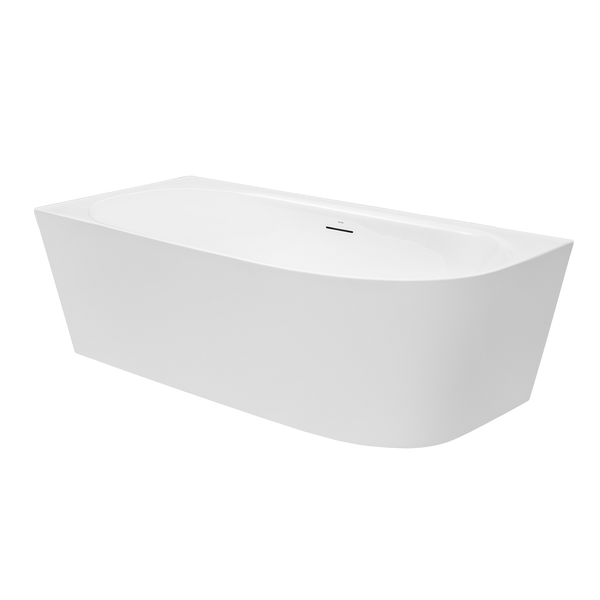 Decina 1700mm Natalia Back to Corner (Left Corner) Freestanding Bath with Overflow Gloss White