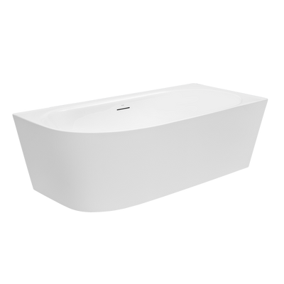 Decina 1700mm Natalia Back to Corner (Right Corner) Freestanding Bath with Overflow Gloss White