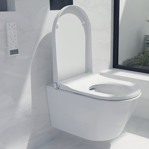 Arcisan Neion Wall Hung Intelligent Toilet with Remote and Concealed Cistern with Frame White