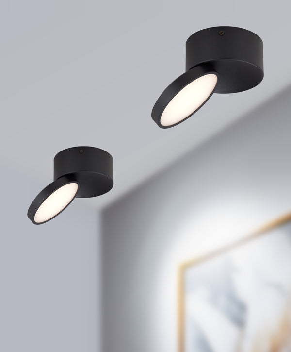 Telbix Netra Tilt Surface Led Downlight 3CCT Black