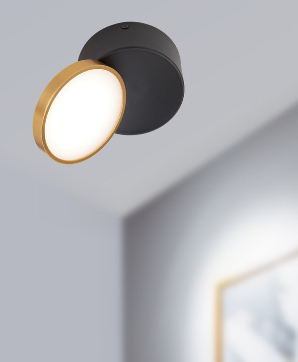 Telbix Netra Tilt Surface Led Downlight 3CCT Black Gold