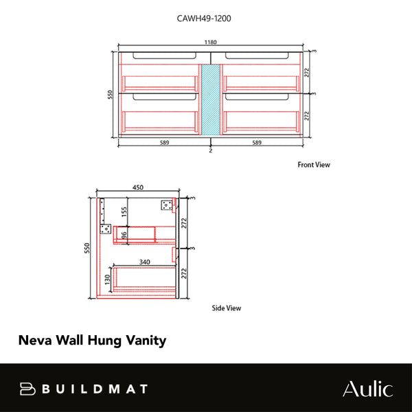 Aulic Neva 1200mm Wall Hung Vanity