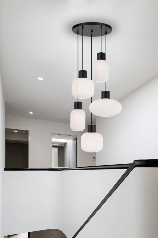 Telbix Nori 5 Lights Pendant Black Opal Matt
