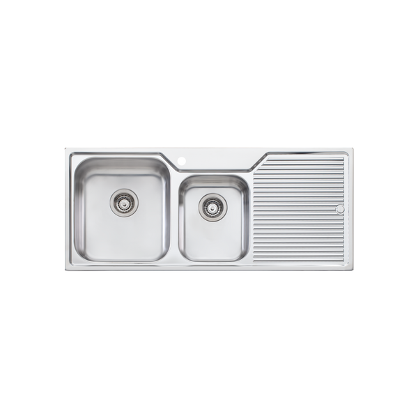 Oliveri Nu-Petite 1 And 3/4 Bowl Topmount Sink With Right Drainboard Stainless Steel