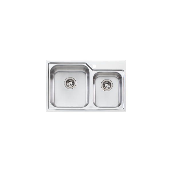Oliveri Nu-Petite 1 And 3/4 Bowl Topmount Sink Left Stainless Steel