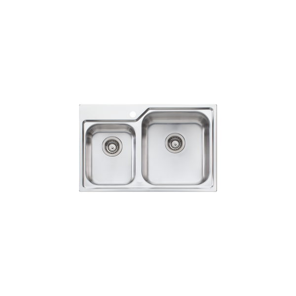 Oliveri Nu-Petite 1 And 3/4 Bowl Topmount Sink Right Stainless Steel