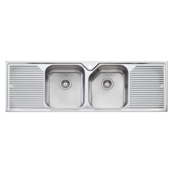Oliveri Nu-Petite Double Bowl Topmount Sink With Double Drainer Stainless Steel