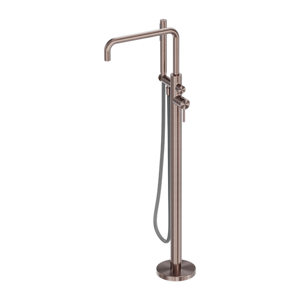 Nero Zen Freestanding Bath Mixer With Outdoor Shower Hose Brushed Bronze