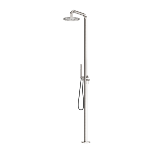Nero Zen Outdoor Freestanding Shower Column Brushed Nickel