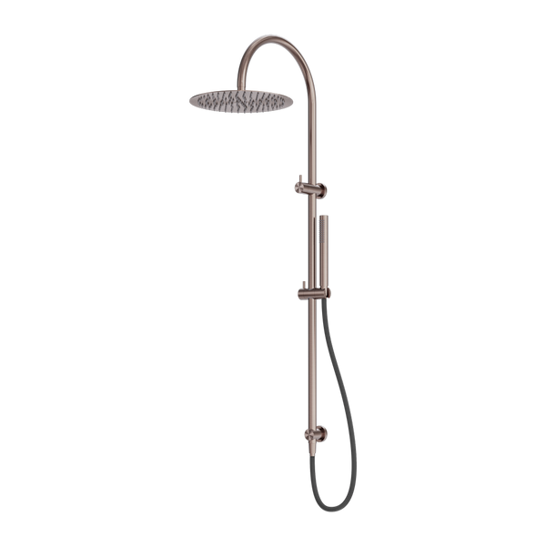 Nero Zen Twin Shower With Outdoor Shower Hose Brushed Bronze