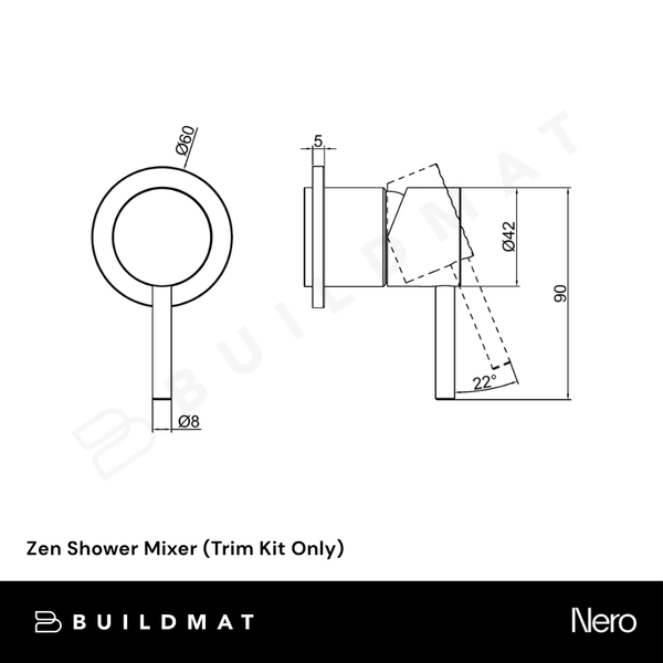Nero Zen Shower Mixer (Trim Kit Only) Brushed Bronze