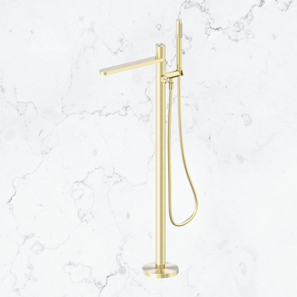 Nero Pure SS316L Progressive Freestanding Bath Mixer Brushed Gold